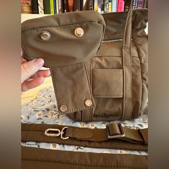 Olive green Desigual mini backpack crossbody zipper purse - Picture 6 of 14